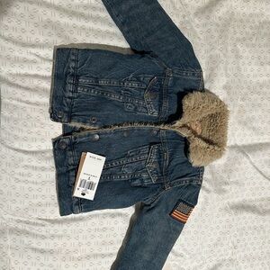 Ralph Lauren Kids Denim Jacket with Faux Fur Collar